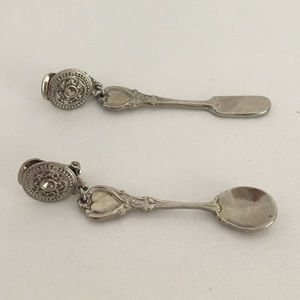 Spoon and knife clip-on earrings